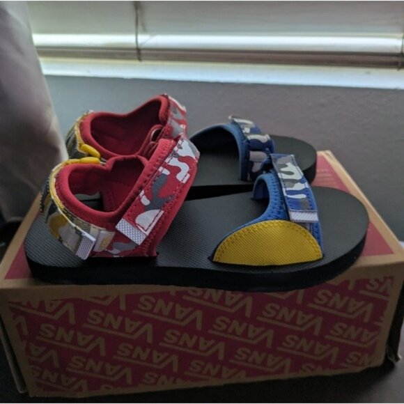 Vans Shoes Toddler 3K New Tri-Lock Primary Camo Sandals VNOA54FJ9GB1 112025 - Picture 5 of 11